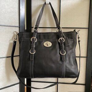 Coach Chelsea Black Leather Tote Crossbody Carryall Bag - Preowned